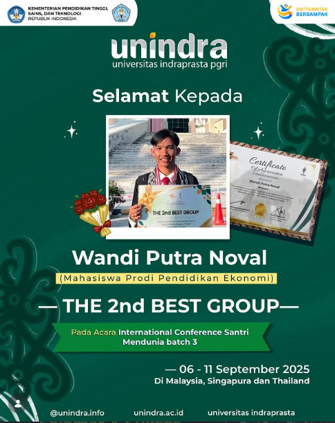Mahasiswa Program Studi Pendidikan Ekonomi FIPPS Unindra Raih Penghargaan The 2nd Best Group pada International Conference Santri Mendunia Batch 3